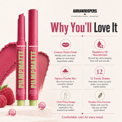 Last Day Buy 1 Get 1 Free PILMPMATTE Lipstick - Smooth Color Lipstick with Cushion-Soft Formula - Moisturizing, Lightweight, Creamy Pigments, Aurawhispers