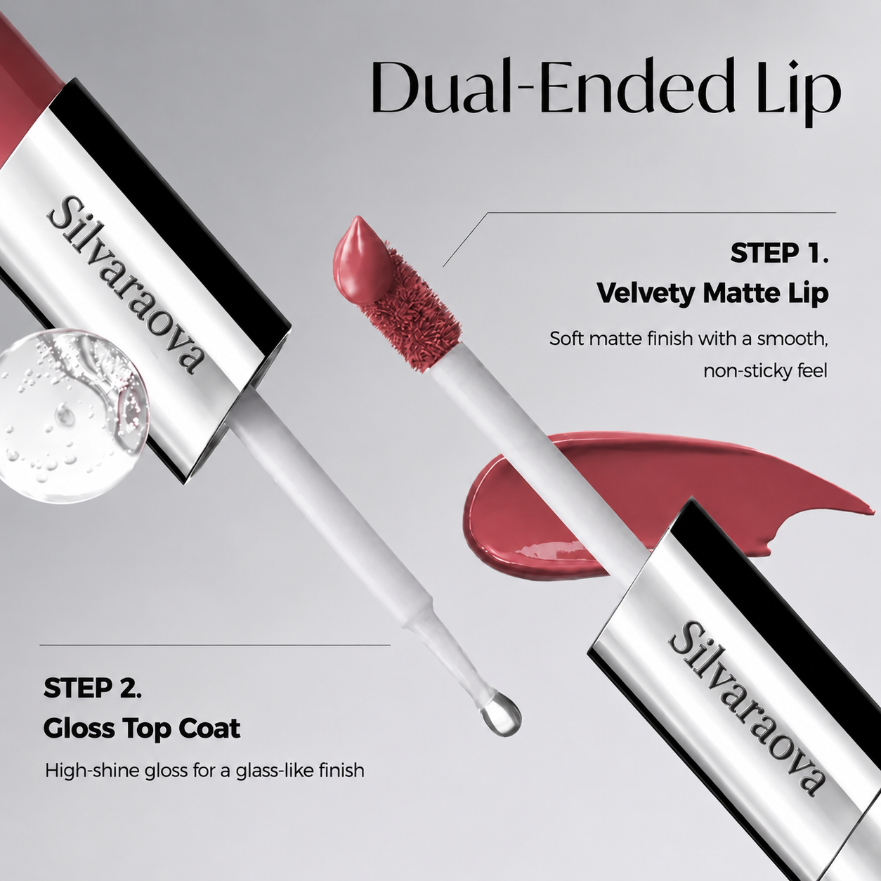 Silvralab Dual-Tone Dual-Ended Liquid Lipstick, Matte & Gloss Two-Tip Lip Color