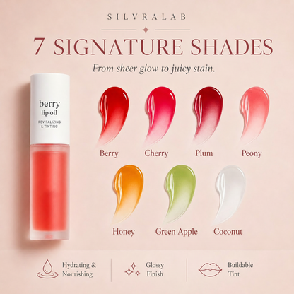 Last Day Buy 1 Get 1 Free Silvralab Apple Lip Oil Lip Stain｜Transfer-Proof Hydrating Plump Glossy Lip Tint, 7 Colors